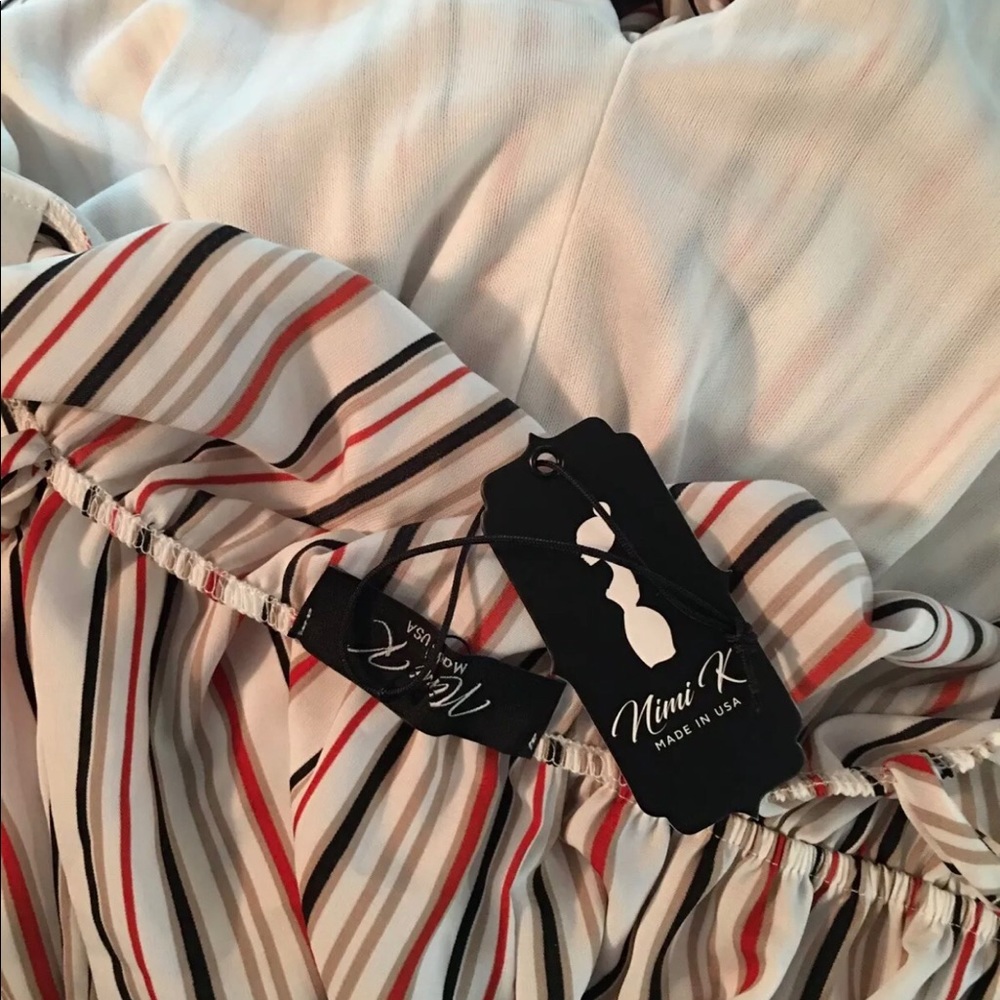 NEW Nimi K Papillon Blanc Striped Ivory Jumpsuit - Picture 8 of 9